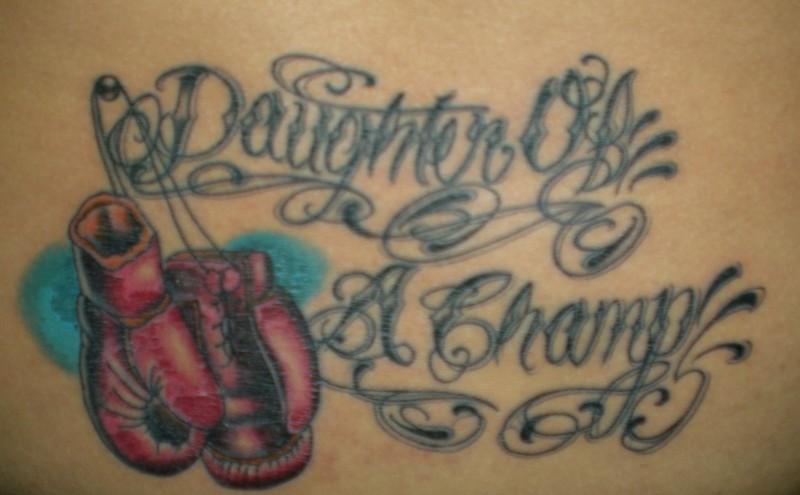 boxing glove tattoo. also a former oxer,